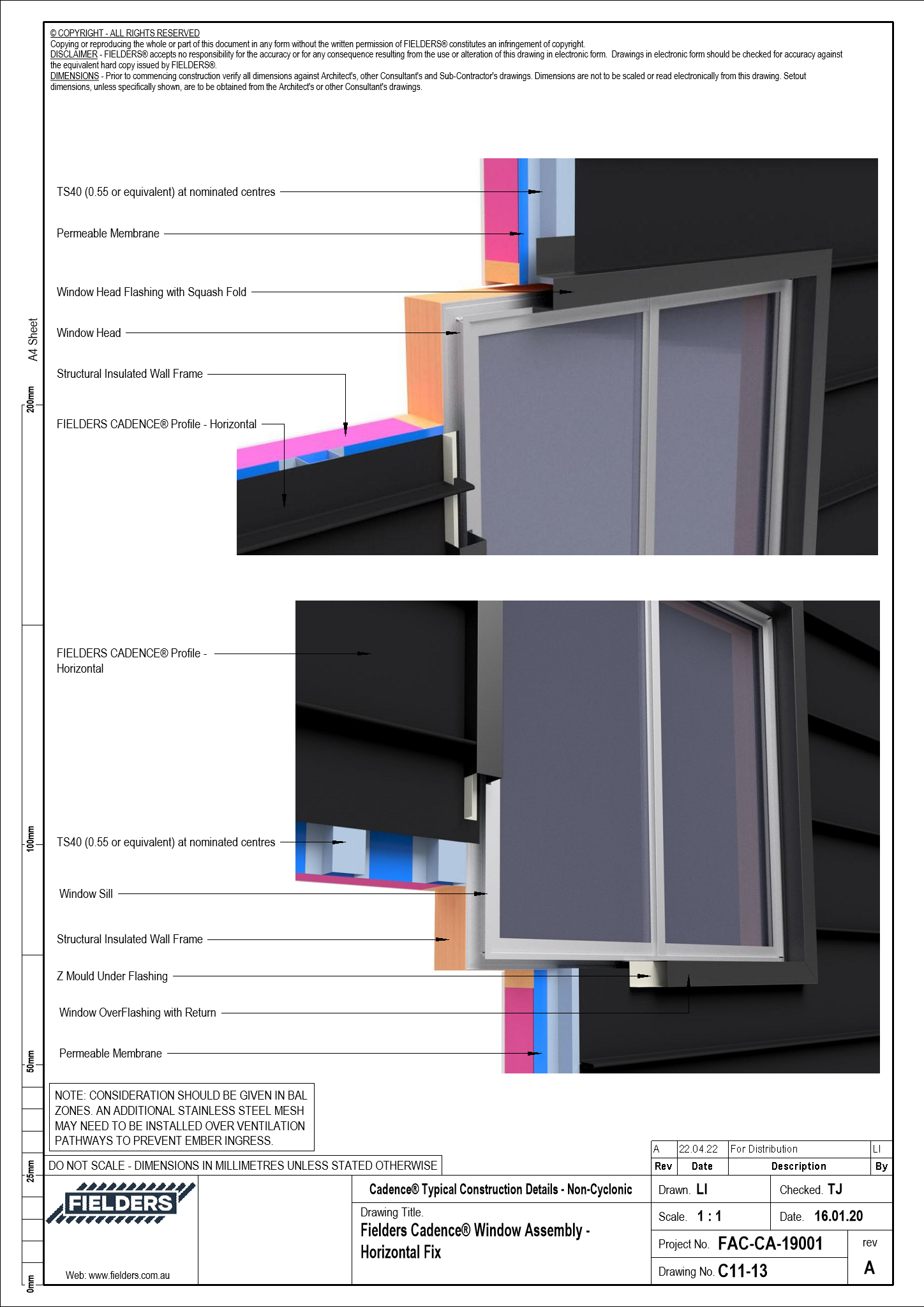 Navigate to C11-13 - Fielders Cadence® Window Assembly - Horizontal Fix