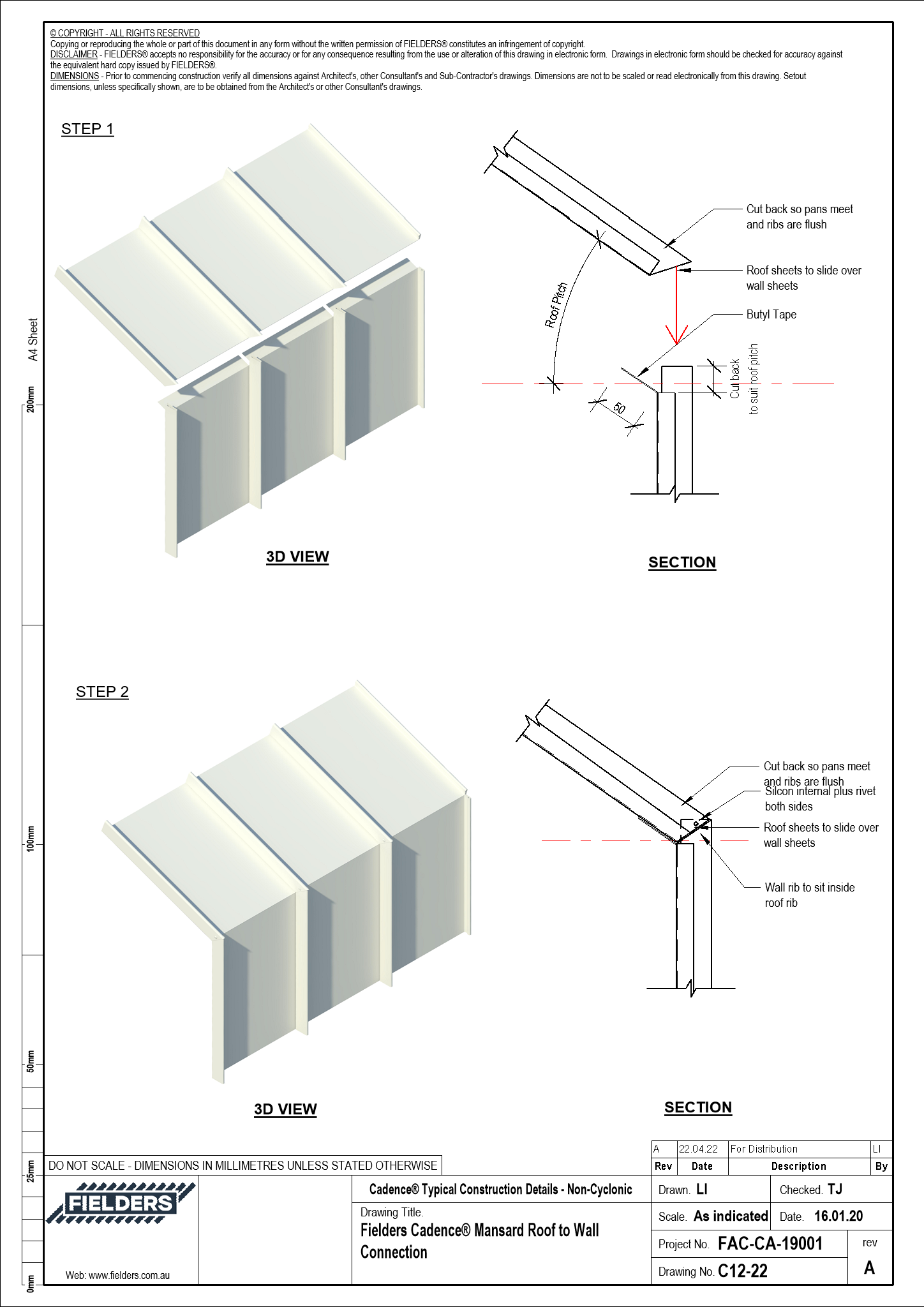 Navigate to C12-22 - Fielders Cadence® Mansard Roof to Wall Connection