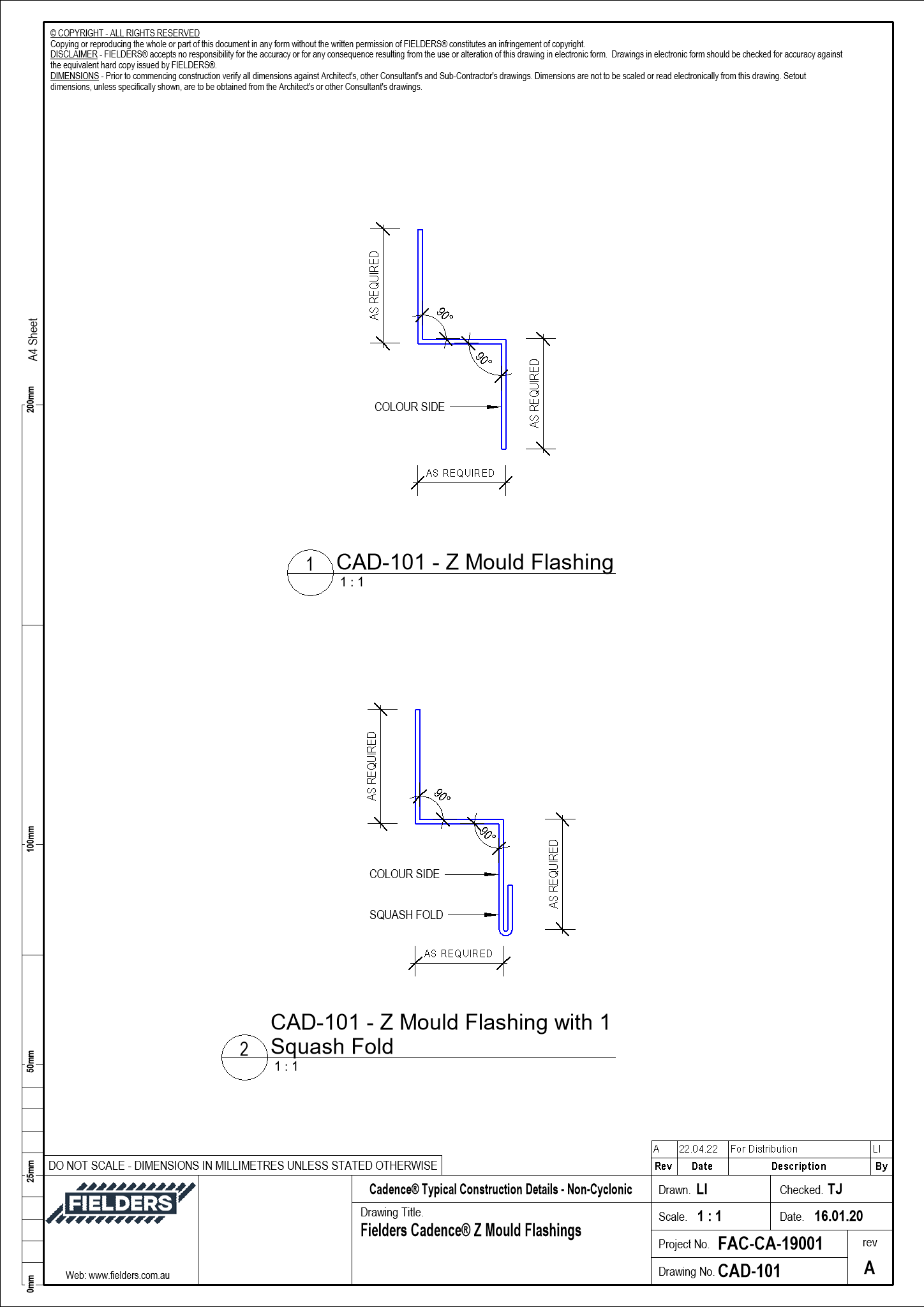 Navigate to CAD-101 - Fielders Cadence® Z Mould Flashings