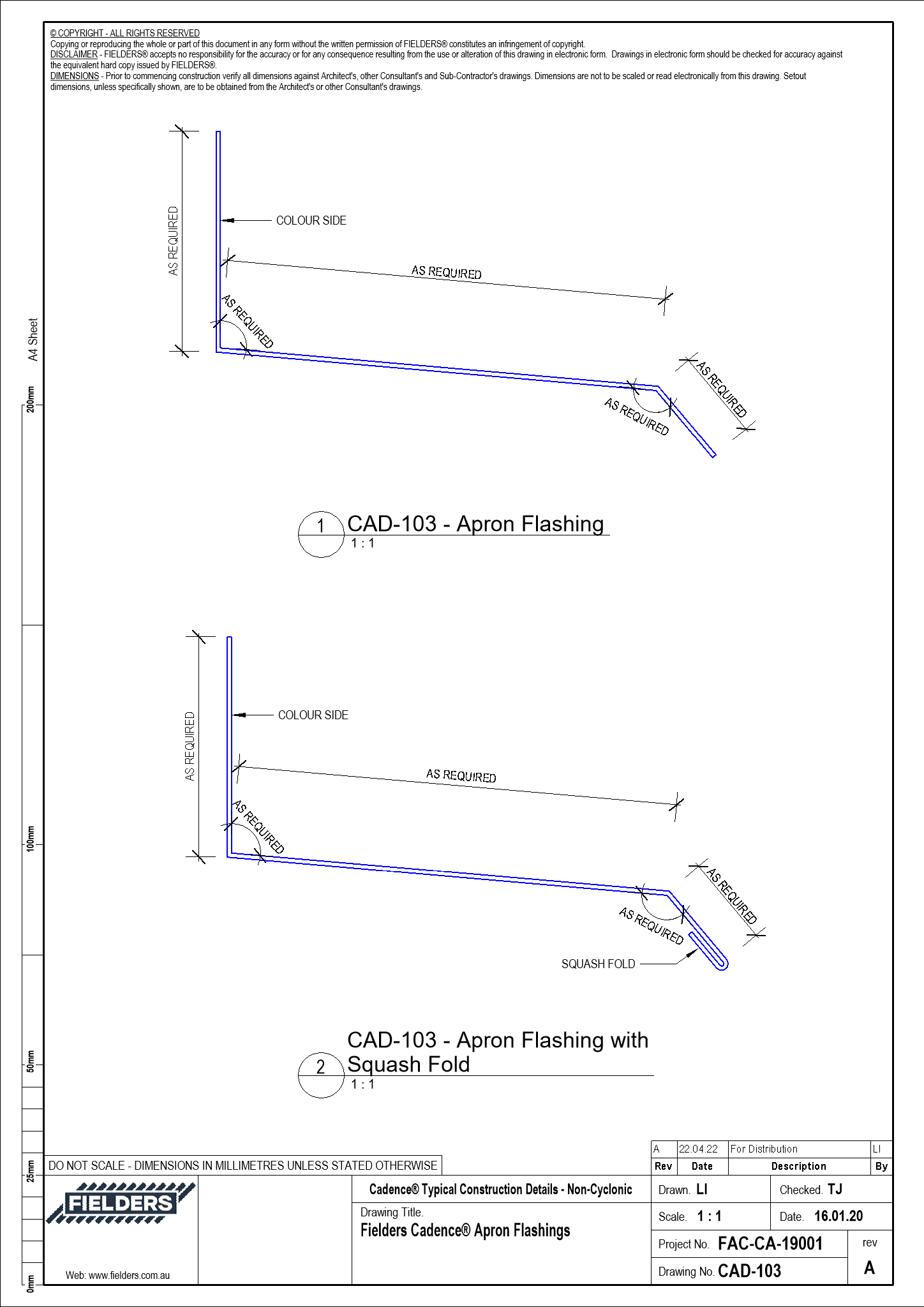 Navigate to CAD-103 - Fielders Cadence® Apron Flashings