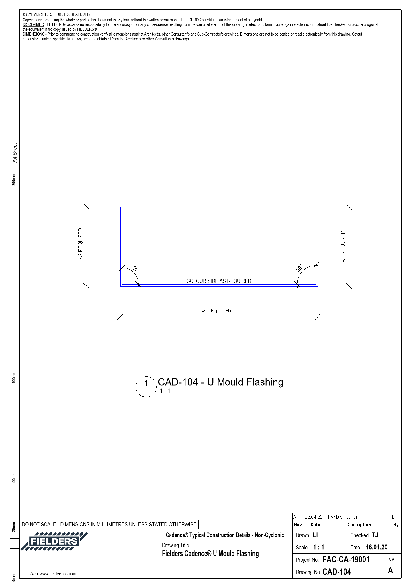  Image of CAD-104 - Fielders Cadence® U Mould Flashing