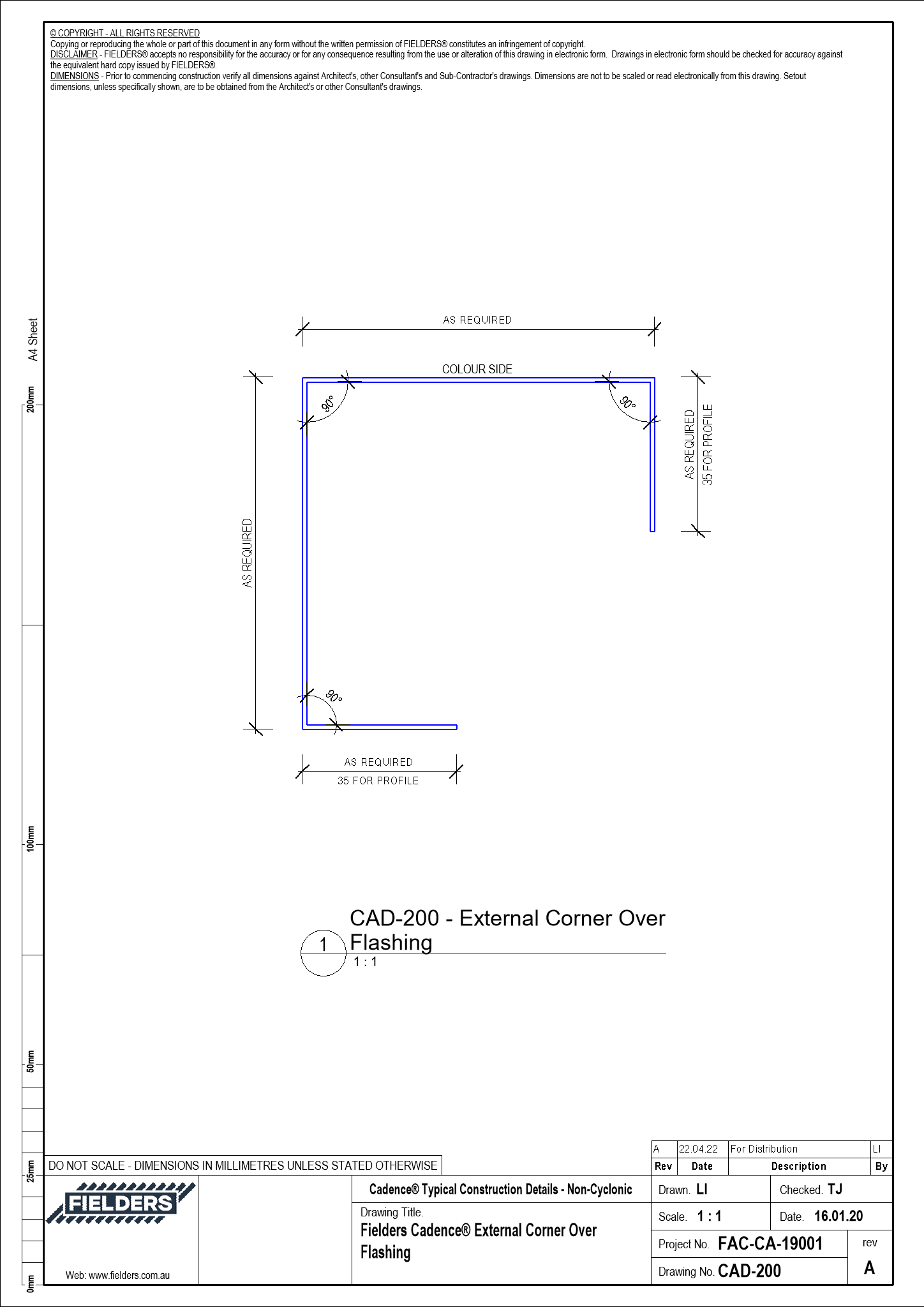 Navigate to CAD-200 - Fielders Cadence® External Corner Over Flashing