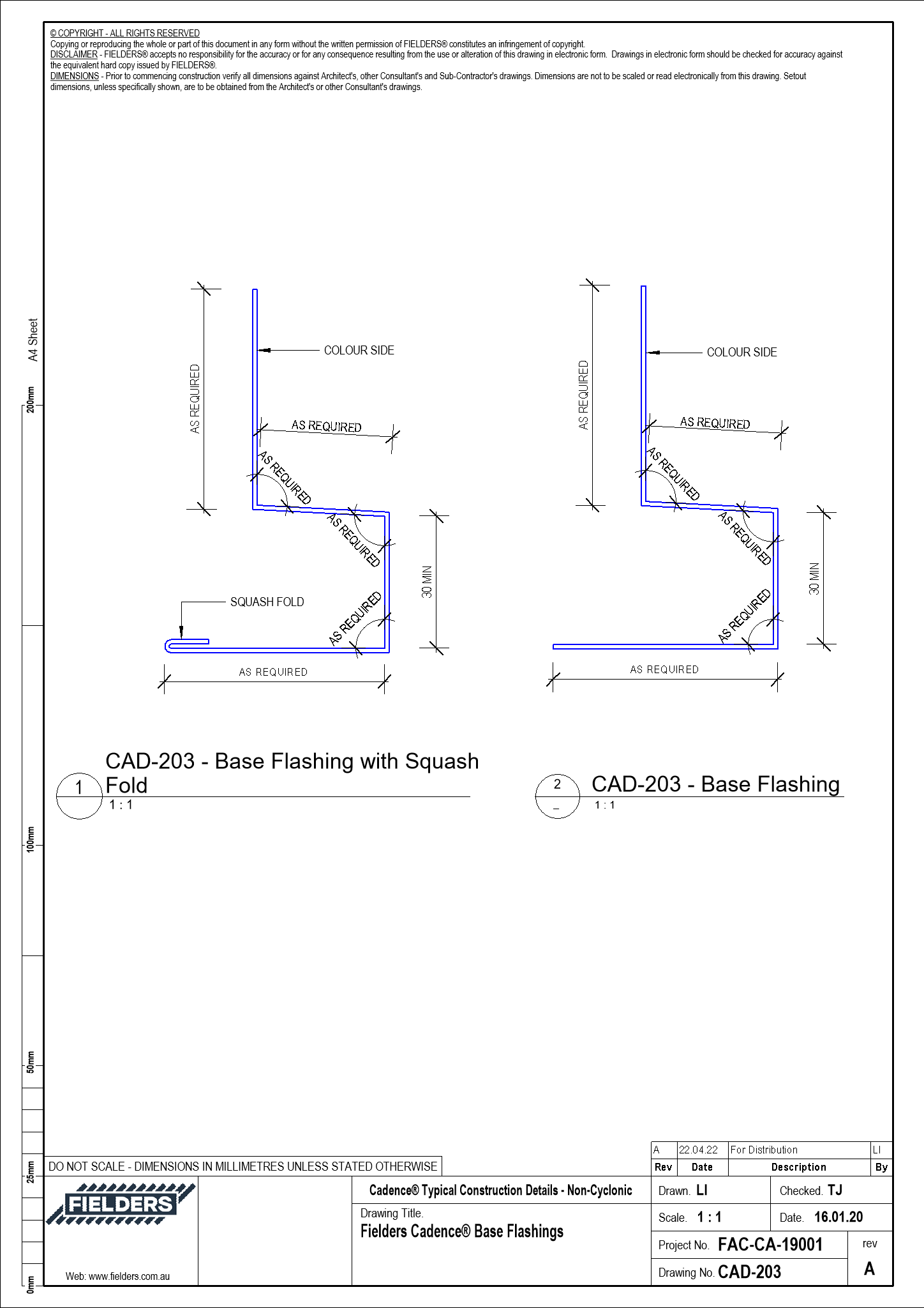 Navigate to CAD-203 - Fielders Cadence® Base Flashings