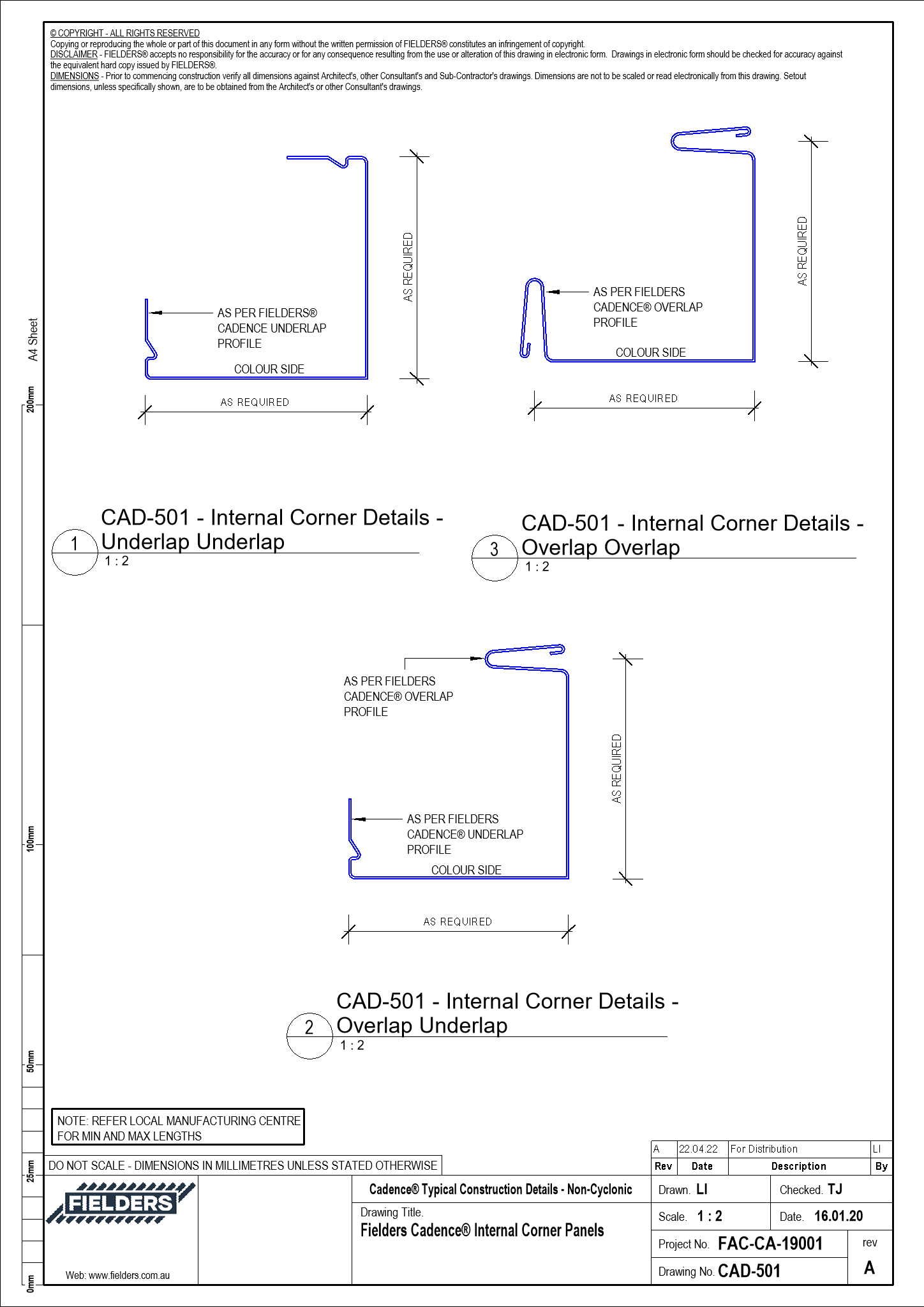 Navigate to CAD-501 - Fielders Cadence® Internal Corner Panels