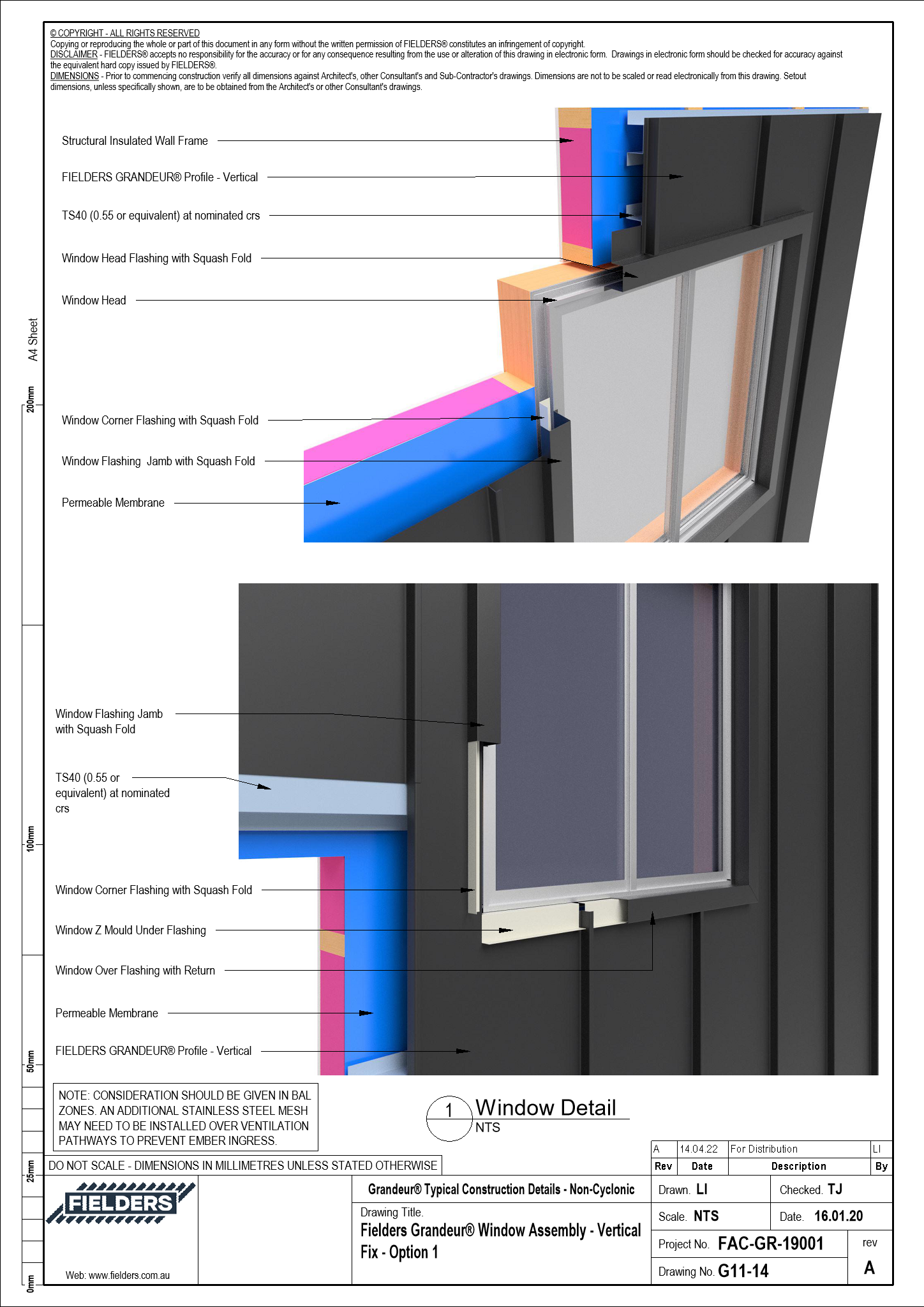  Image of G11-14 - Fielders Grandeur® Window Assembly - Vertical Fix - Option 1