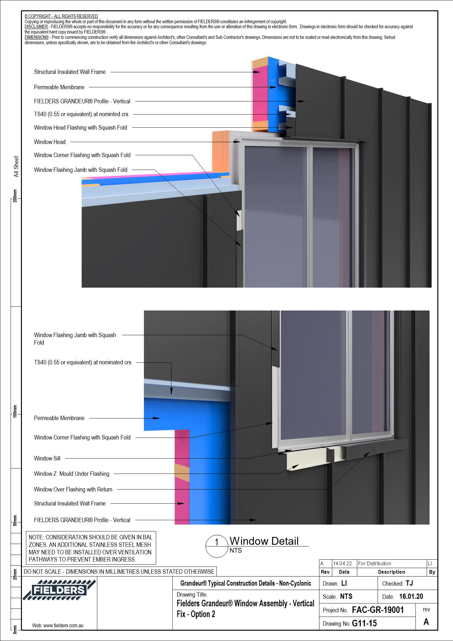  Image of G11-15 - Fielders Grandeur® Window Assembly - Vertical Fix - Option 2