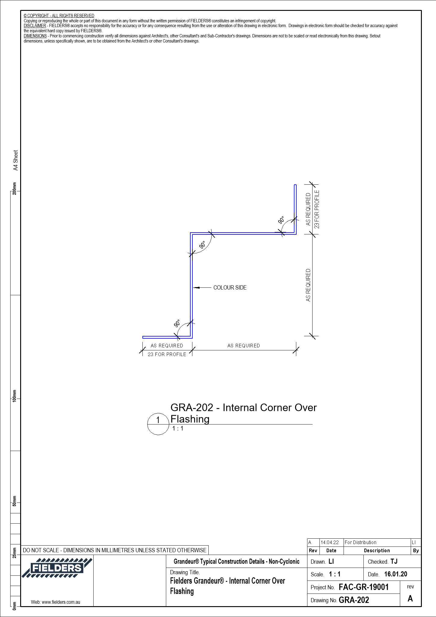 Navigate to GRA-202 - Fielders Grandeur® - Internal Corner Over Flashing
