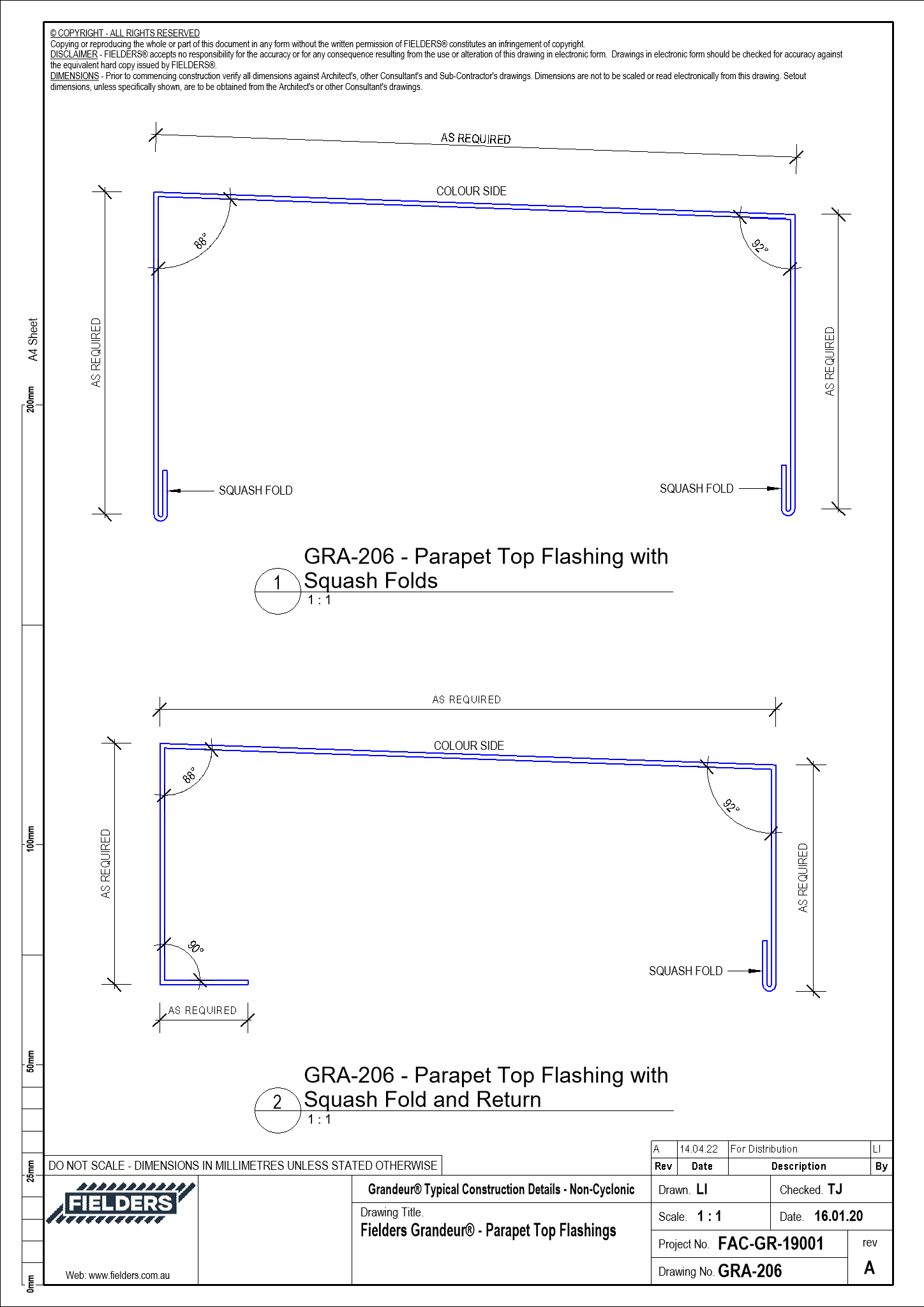 Navigate to GRA-206 - Fielders Grandeur® - Parapet Top Flashings