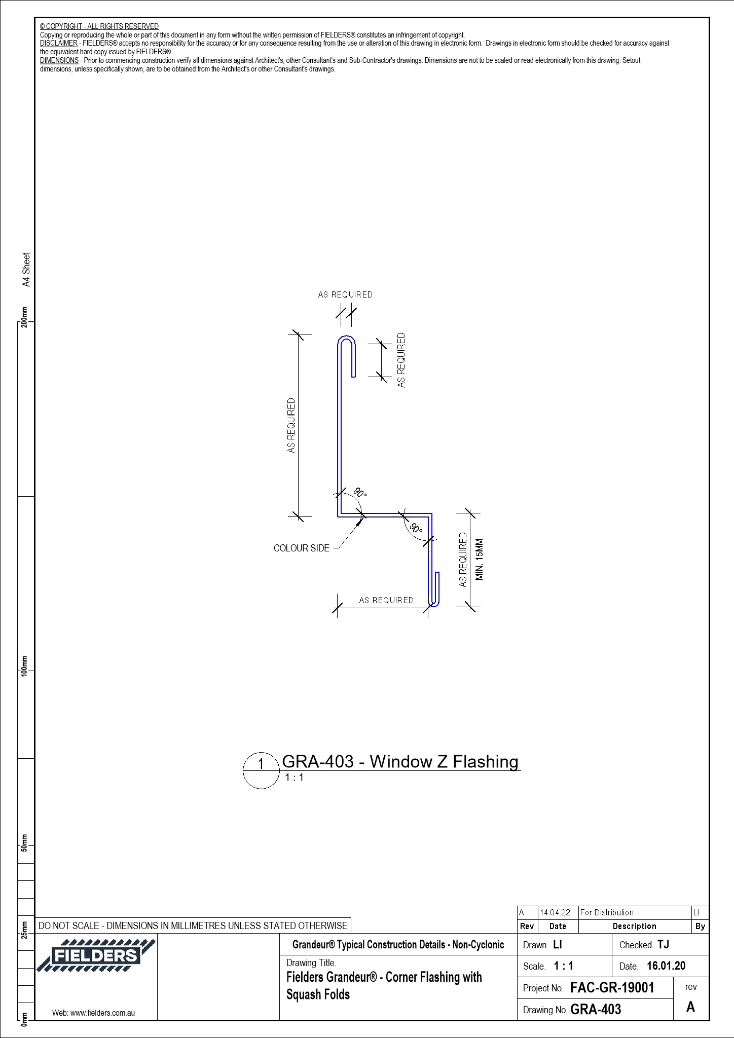  Image of GRA-403 - Fielders Grandeur® - Corner Flashing with Squash Folds