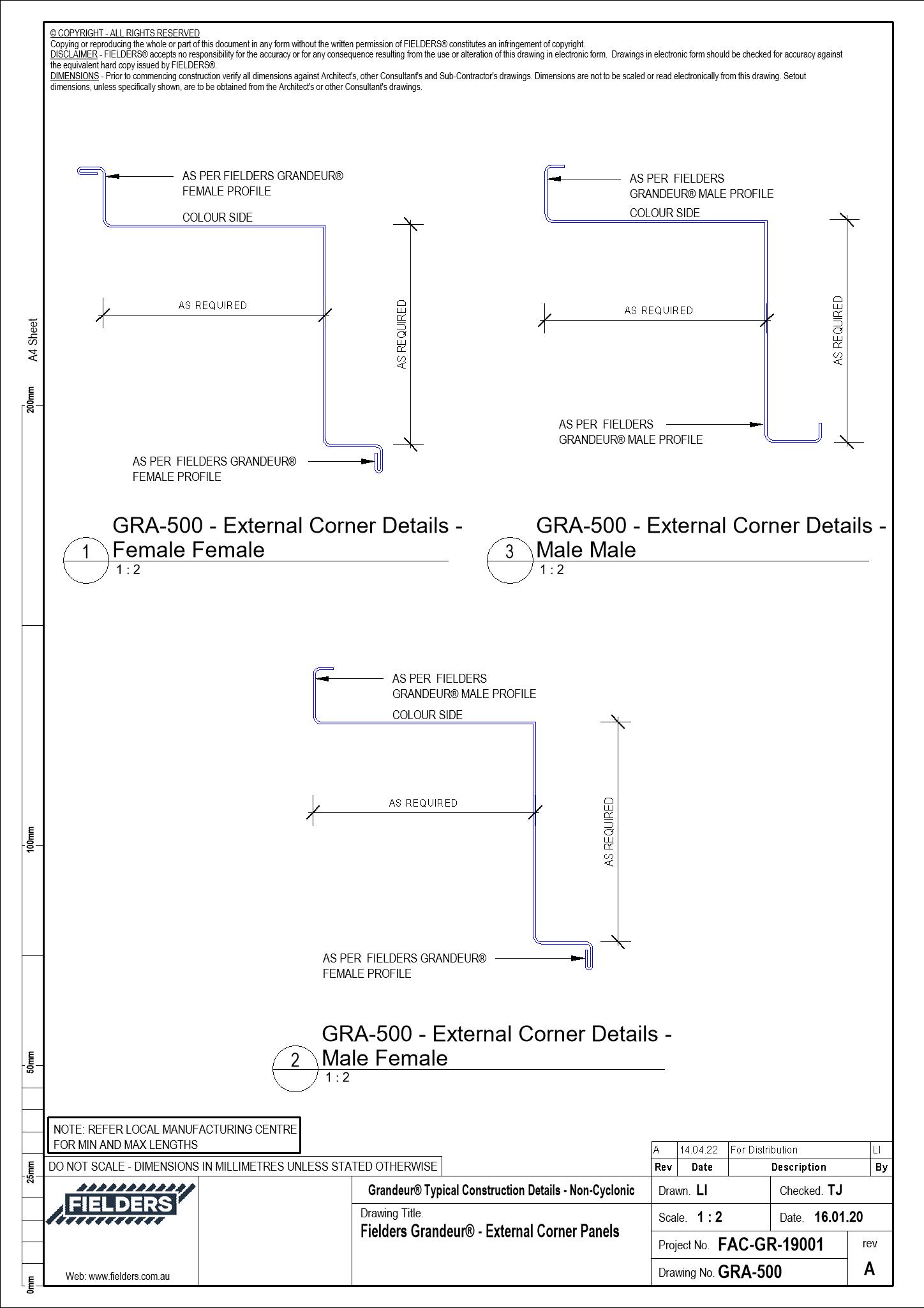 GRA-500 - Fielders Grandeur® - External Corner Panels