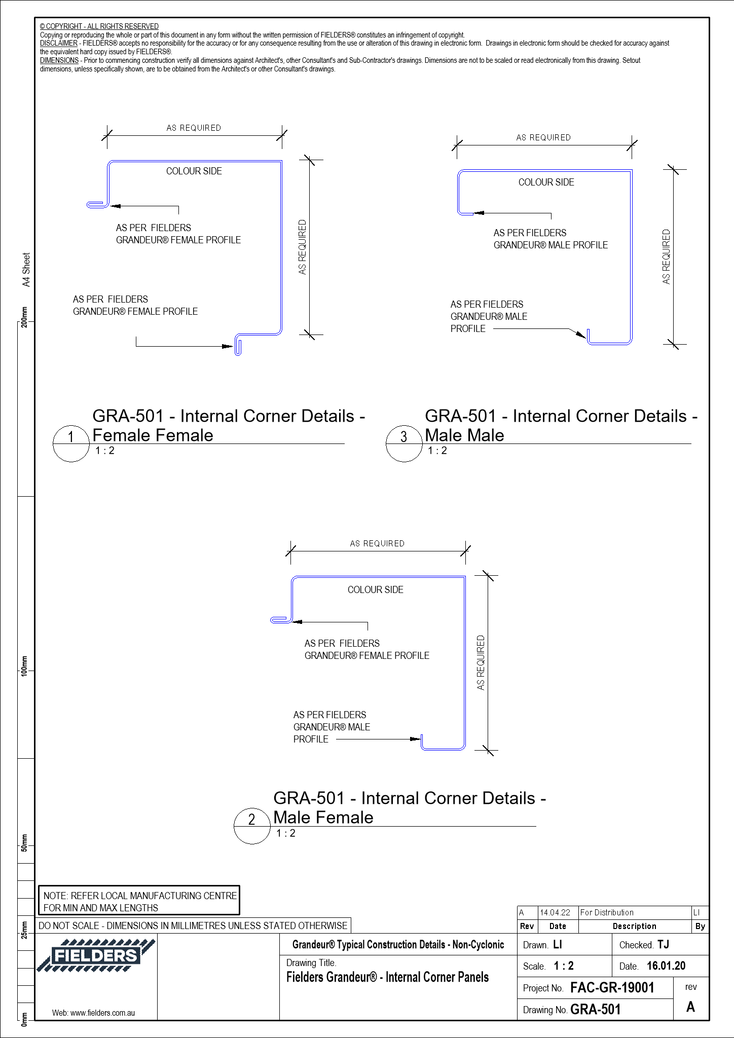  Image of GRA-501 - Fielders Grandeur® - Internal Corner Panels