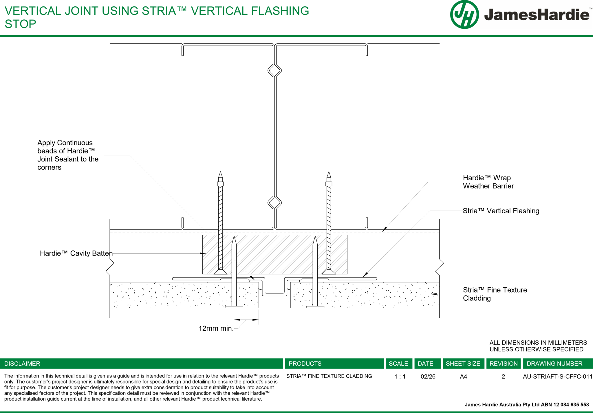 Navigate to AU-STRIAFT-S-CFFC-011 - VERTICAL JOINT USING STRIA™ VERTICAL FLASHING STOP