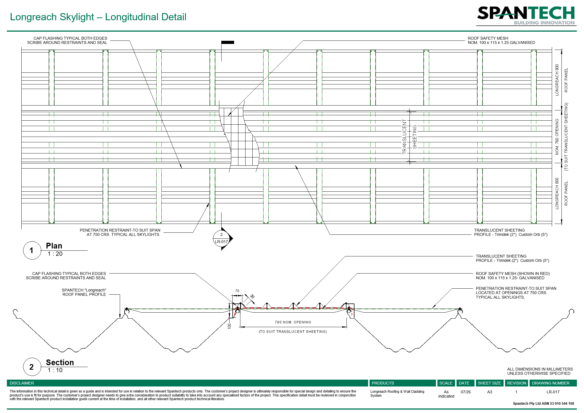  Image of LR-017 - Longreach Skylight – Longitudinal Detail