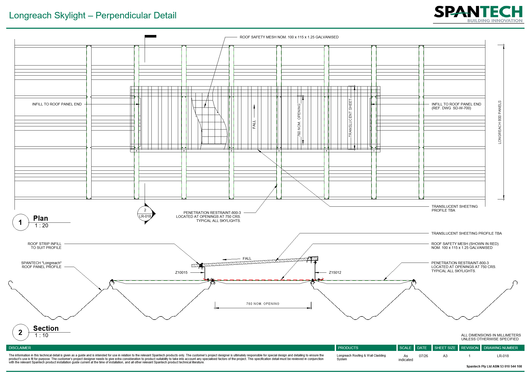  Image of LR-018 - Longreach Skylight – Perpendicular Detail