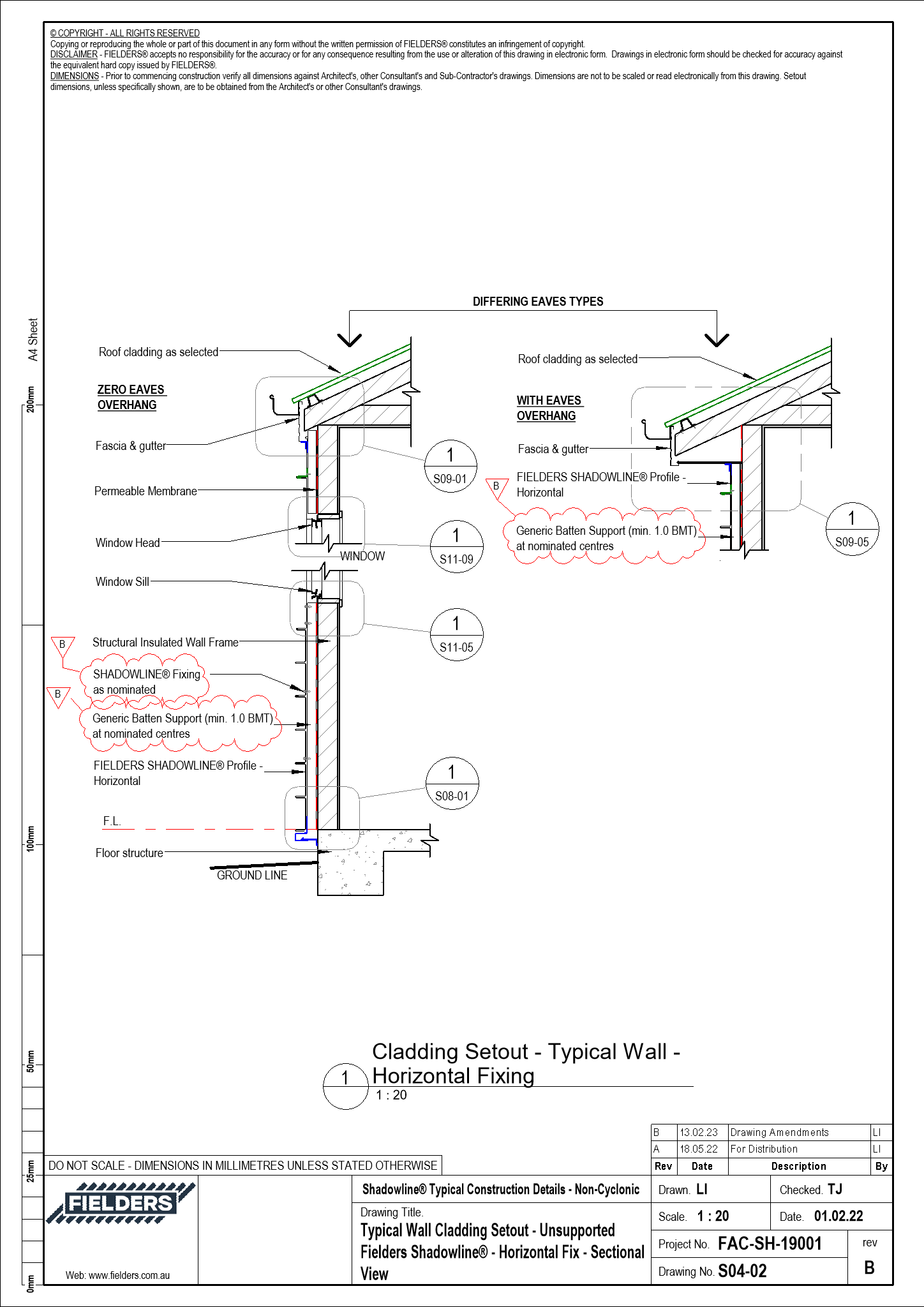 S04-02 - Typical Wall Cladding Setout - Unsupported Fielders Shadowline ...