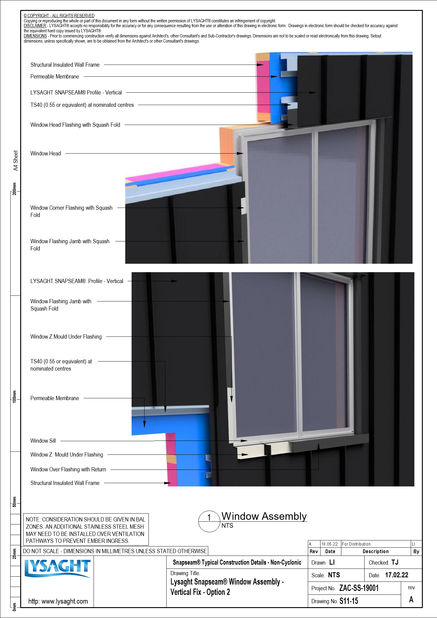 S11-15 - Lysaght Snapseam® Window Assembly - Vertical Fix - Option 2 ...